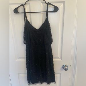 Black beaded Adrianna Papell cocktail dress size 2